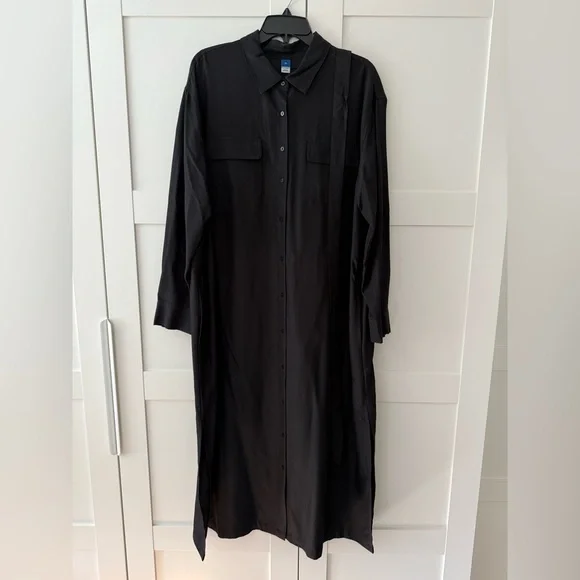 Old Navy Black Maxi ShirtDress, XL - Picture 1 of 14